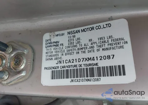 1999 Nissan Maxima Gle/Gxe/Se/Se-L from USA, damaged, VIN JN1CA21D7XM412087